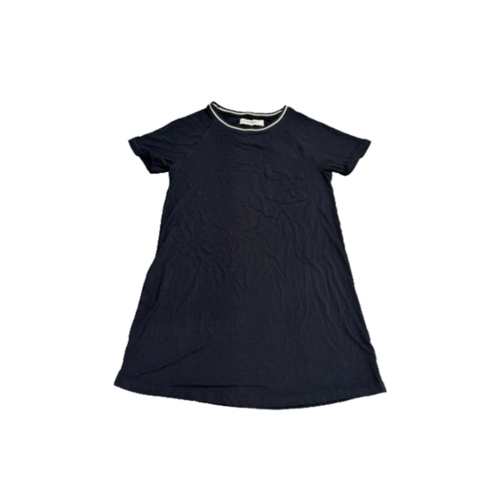 Abercrombie & Fitch Black T-Shirt Dress with Varsity Crewneck Collar